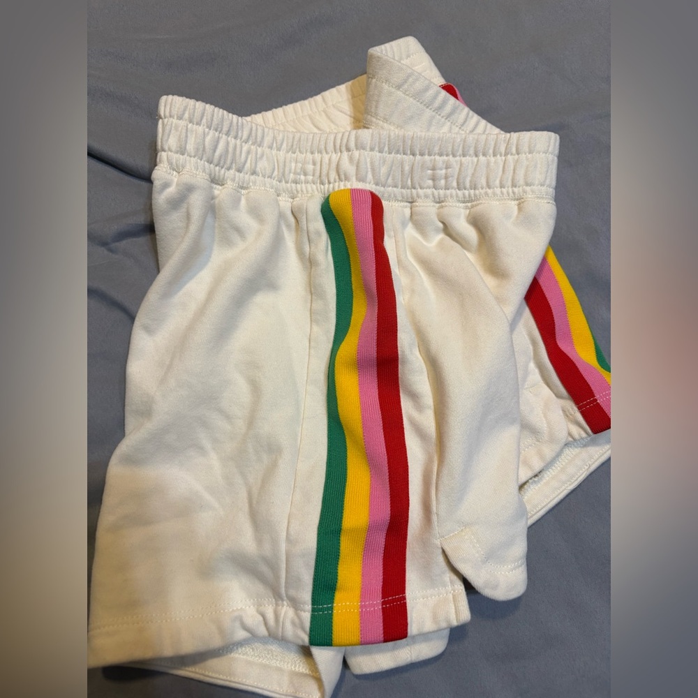The GREii Rainbow Stripe Dolphin Shorts Y2K Retro Lounge Athletic Small - Picture 3 of 5